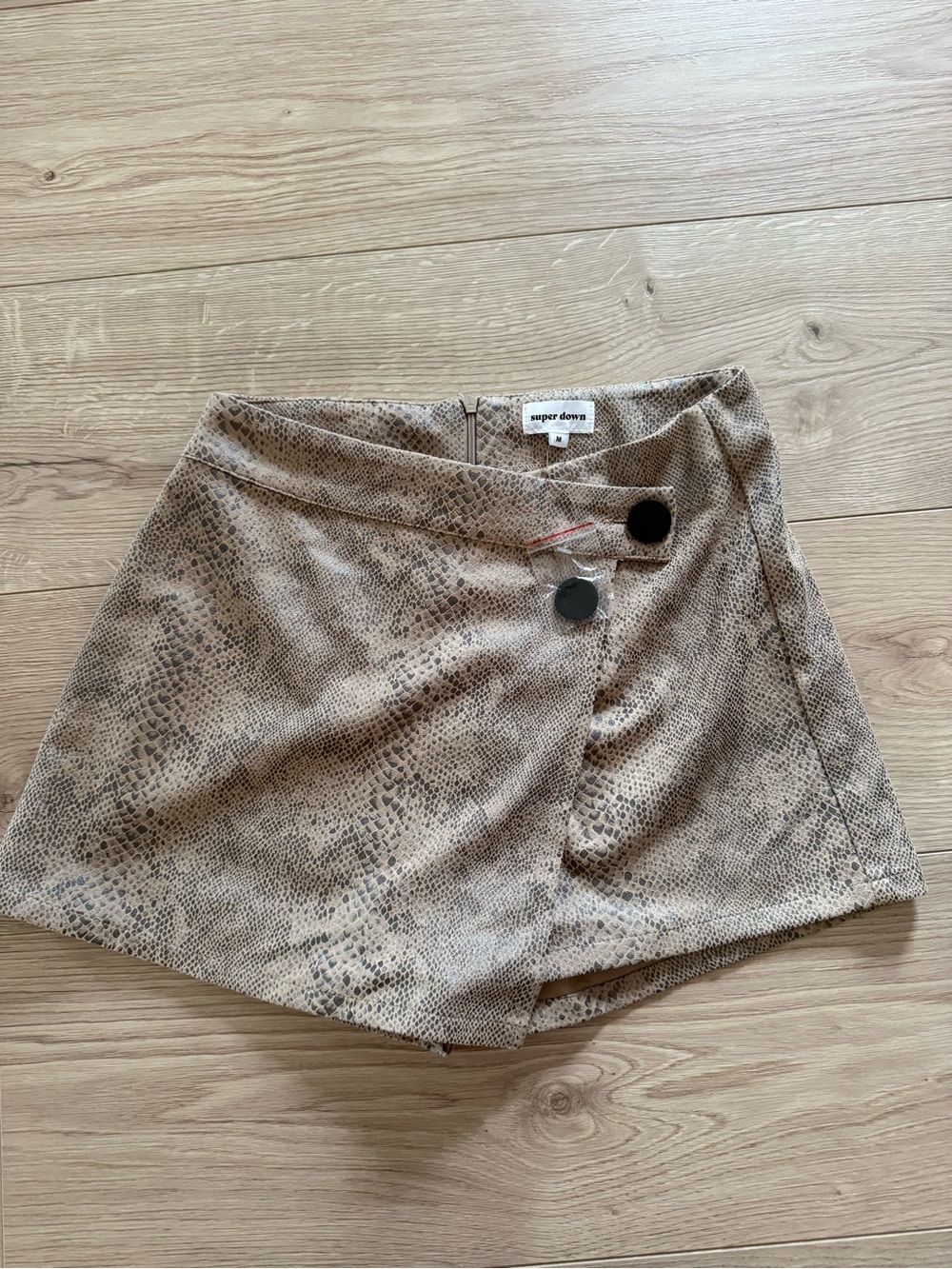superdown Taupe Snake-Print Wrap Skort